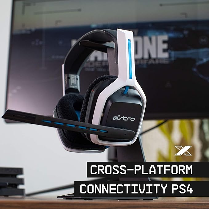 ASTRO Gaming A20 Wireless Headset Gen 2 - Compatible with PlayStation 4 &amp 5 / PC/Mac - White/Blue