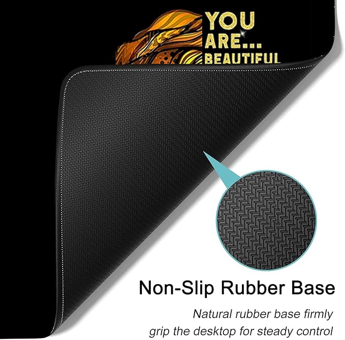 Large Mouse Pad Extended Office Desk Pad 31.5x11.8inErgonomic Memory Foam Mouse Wrist Rest Support for Home Office Computer Writing PadAfrican American Black Queen Women XXL Black Gaming Mouse Mat