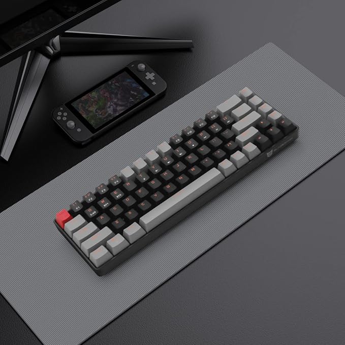 Qisan Mechanical Gaming Keyboard Dual Mode 2.4G/BT Wireless 60% Mini Design Brown Switch US Layout 68 Keys Computer Keyboard Gaming Pc Wireless Gaming Keyboard
