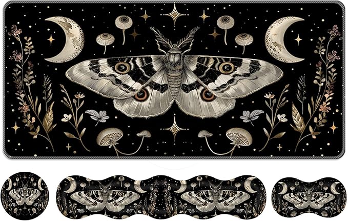 Keyboard Wrist Rest SetMemory Foam Wrist Support Mouse Pad31.5x11.8 Desk Mat for Comfortable Typing &amp Pain ReliefNon-Slip Base for Office &amp Home Use - Mushroom Moth