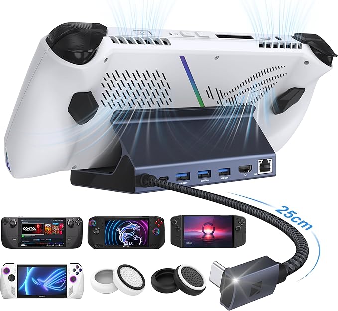 iVANKY 4K@144Hz/ 4K@120Hz HDMI 2.1 ROG Ally Dock 8-in-1 Aluminum Docking Station for Steam Deck OLED &amp ROG Ally X 100W PD Charge 1Gbps Ethernet 3 USB 3.0 Pro Gaming Stand Hub Midnight Blue