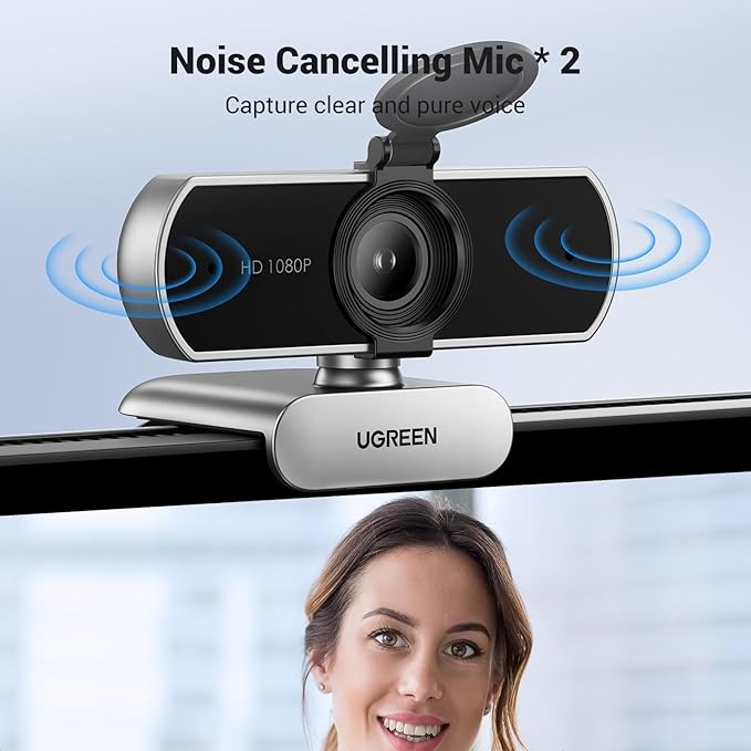 UGREEN Full HD 1080P Webcam Bundle with Gaming Microphone for PC 24bit/96kHz
