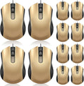 Hoteam 12 Pcs Gold Wired Computer Mouse Bulk Cord USB Computer Mice Ergonomic Wired Mouse for Pcs Computers Laptops Gaming Office Home Supplies