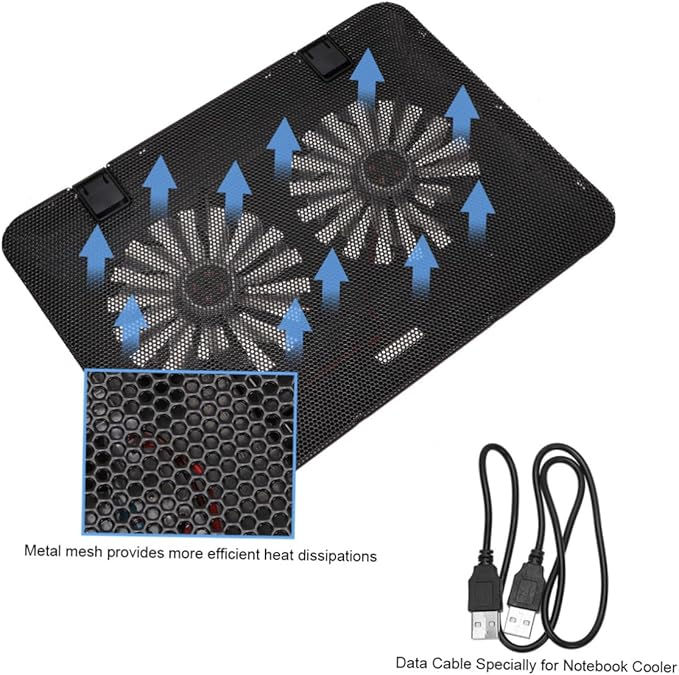 6 Inch Adjustable Laptop Cooling Stand with Large Fan Notebook Cooling Support Holder for Heat Dissipation Black Suitable for Gaming and Office Use