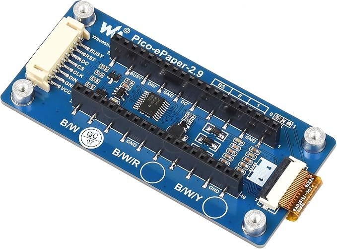 waveshare 2.9inch E-Ink Display HAT 296×128 Pixels Black White Two Color E-Paper Module epaper Screen for Raspberry Pi Pico Microcontroller BoardSPI InterfaceSupport Partial Refresh