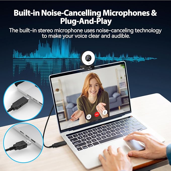 papalook 4K Autofocus Webcam with Light UHD Web Camera with Remote Control and Dual Noise-Cancelling Mics Plug and Play USB Webcams for PC Laptop Zoom Skype Teams Google Meet