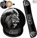Ergonomic Mouse Pad Gel Wrist Support and Memory Foam Keyboard Wrist Rest Set for Gaming Computer Office Laptop Easy Typing Wireless Mouse Mat Fierce Lions Philippians 4:13 Verse Black Desk Pad