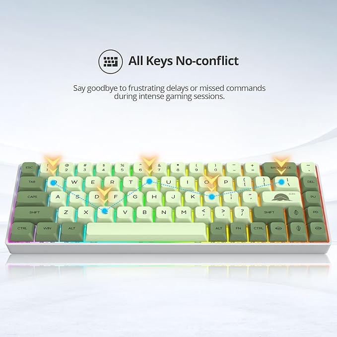 Green 65% Percent Small Mechanical Keyboard 68 Key RGB Gaming Keyboard Red Switch USB-C Wired Keyboard PBT XDA Keycaps Compact Mini Key Board for Game Office (68 Matcha)