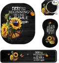 Sunflower Keyboard Wrist Rest Pad + Small Mouse Pad + Wrist Rest Pad + Cup Coaster Set Inspirational Quotes Ergonomic Wrist Rest Support Gel Pad Pain Relief Memory Foam Set for Gaming Office