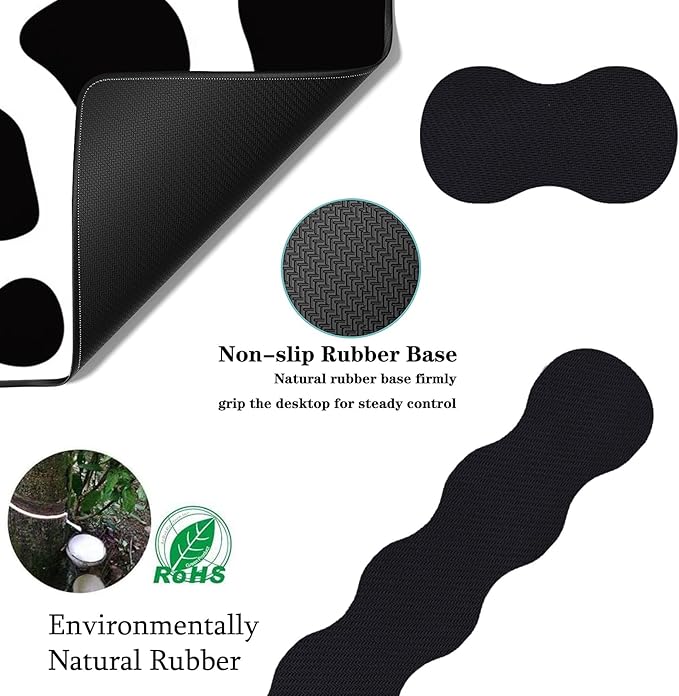 Keyboard Wrist Rest+Mouse Wrist Pad+Desk Pad SetMemory Foam Ergonomic Easy Typing Pain Relief for Computer Laptop Office Home - Cow Pattern