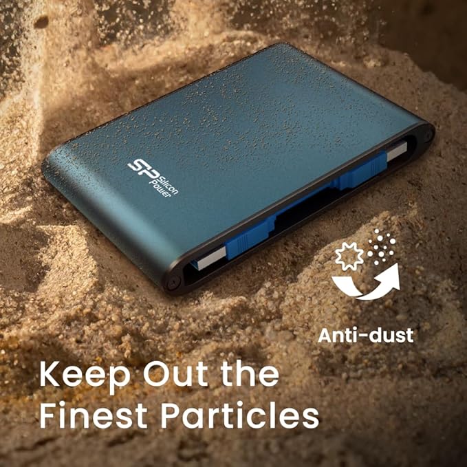 Silicon Power 1TB Rugged Portable External Hard Drive Armor A80 Waterproof USB 3.0 for PC Mac Xbox and PS4 Blue