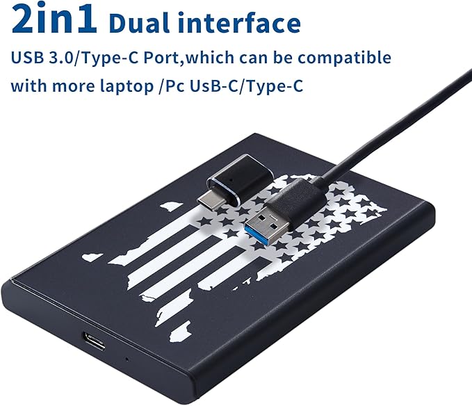 Plicnla Portable External Hard Drive 500GBUSB 3.0 USB-C Storage Expansion for PC Mac Desktop Laptop PS4/5 Xbox One X/S Xbox 360 (National Flag)