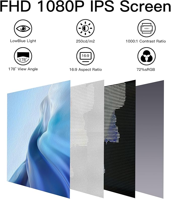 Portable Monitor 15.6 Inch with 60HZ FHD 1080P DisplayUSB-C and HDMI Inputs Ultra-Slim IPS Panel with HDR and Premium Smart Cover &amp Speakers-Compatible with LaptopPCPhonePS5Switch