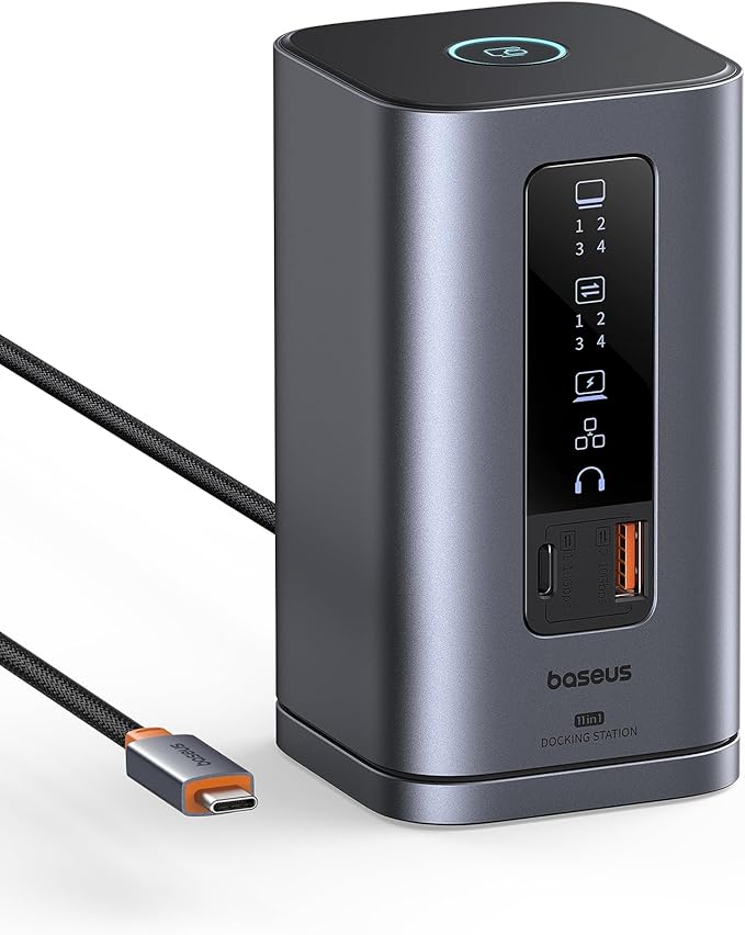 Baseus Docking Station Spacemate(Win) 11 in 1 Triple Display 4K HDMI and DP 10Gbps USB A/C Ports Gigabit Ethernet 100W PD Audio Laptop Docking Station for Windows/Dell/HP/Lenovo/Asus/Acer/Mac