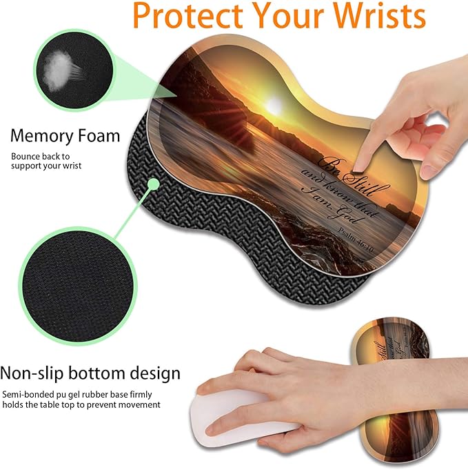 Durable Desk Mat + Wrist Rest Pad + Coasters Set Large Gaming Office Mouse Pad 31.5 x 11.8 Extended Non-Slip Rubber Keyboard Pad Laptop &amp Home Sunset Beach