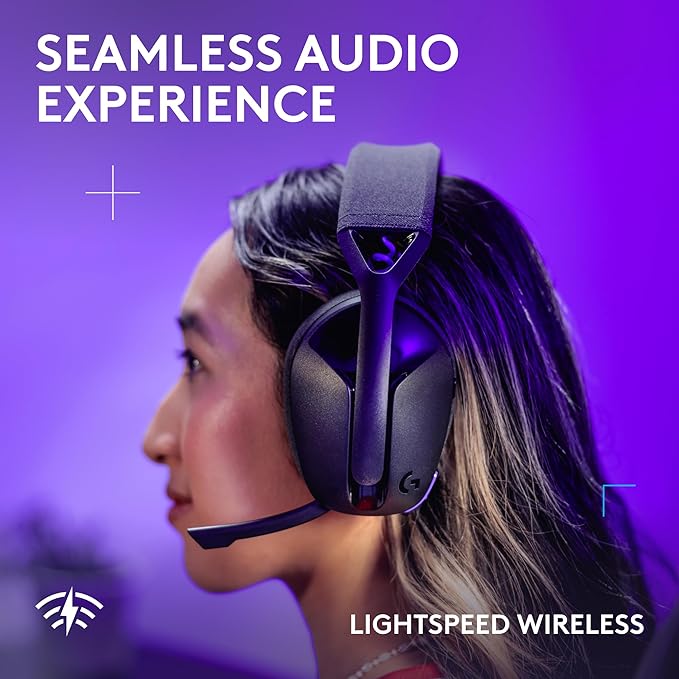 Logitech G321 Lightspeed Wireless Bluetooth Gaming Headset Dynamic Comfort and fit 16 kHz Boom mic 20+ hrs Battery PC PS4 PS5 Nintendo Switch Mobile - Black