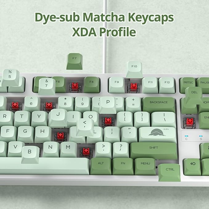 75 Percent Mechanical Gaming Keyboard 87 Keys Matcha Keyboard 75% Wired Keyboard Compact TKL Layout with RGB Backlit Red Switch for PC Laptop(87 Matcha)