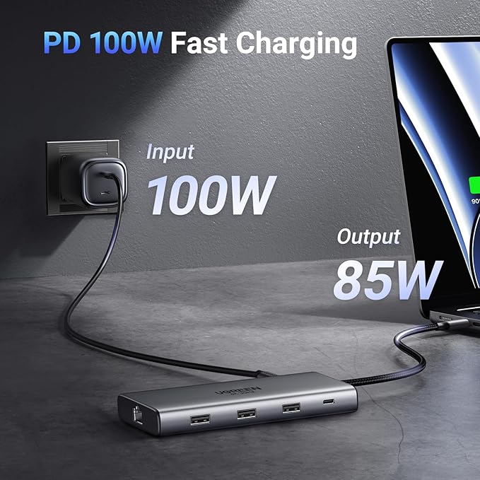 UGREEN Docking Station 10 in 1 Revodok Pro 210 USB C Dock Dual HDMI 4K@60Hz Single 8K@30Hz 100W PD 5Gbps USB C and USB A Data Ports Gigabit Ethernet SD/TF Card Reader USB Hub Compatible for HP Dell