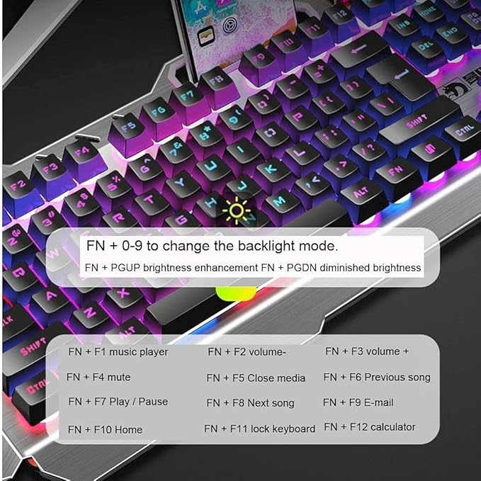 Gaming Keyboard and Mouse Combo Large Mouse Pad Mechanical Feel RGB Backlit 3200 DPI Mouse for WindowsComputerPCNotebookLaptop (Color : Black)