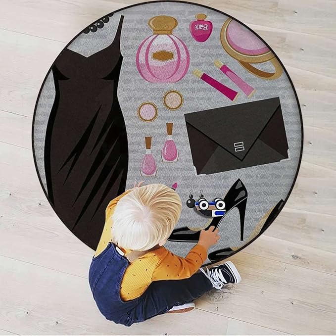 Modern Style Gaming Chair Mat Chair Mat for Hardwood Floor Round Floor Mats for Office Chair Computer Desk Anti Slip Heels and Dresses Black Smart CocktailBrown Pink Diameter 47.2 in