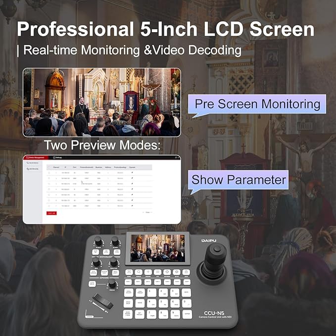 NDI PTZ Camera 4K HDMI USB LAN PoE AI Auto Tracking + PTZ Camera Controller for Church Live Streaming Video Conference Events Broadcast