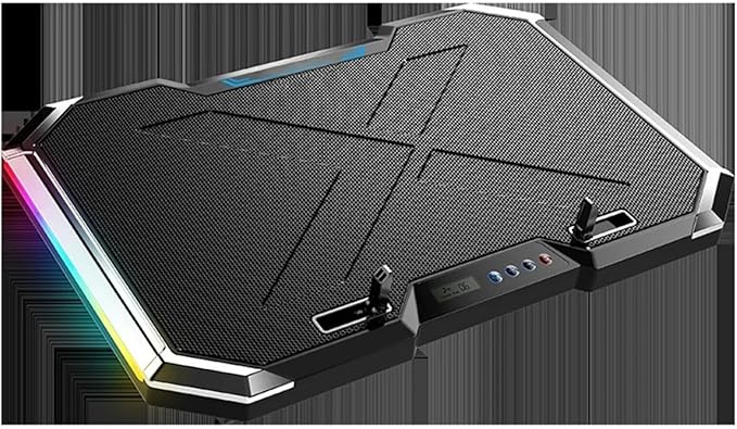 17 Inch Gaming Laptop Cooler 6-Fan LCD Screen Two USB Ports 1500RPM Laptop Cooling Pad RBG Luminous Laptop Stand