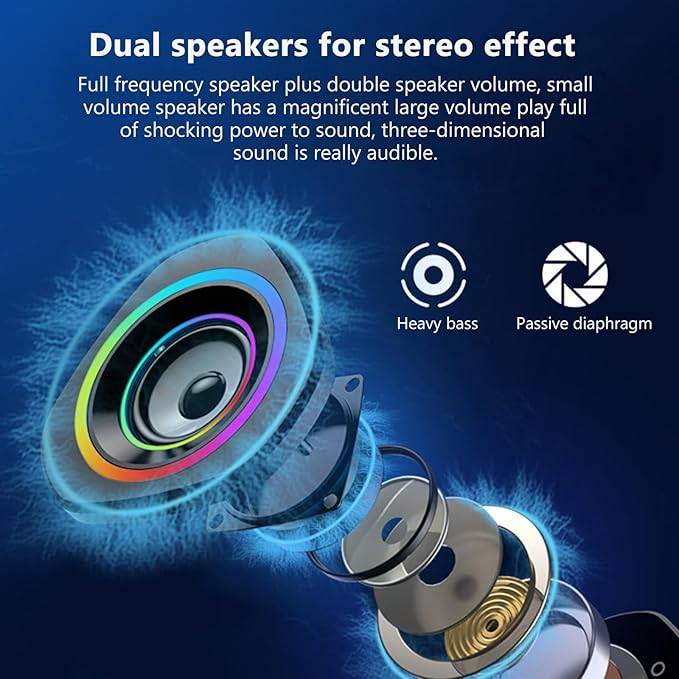Tyenaza PC Computer Speakers Home Speaker Set Laptop Speakers USB Powered Sound Box with RGB Atmospheric Lights (Blue Light)