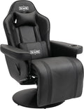 S*MAX Gaming Recliner Chair for Adults Racing Style Ergonomic High Back Swivel PU Leather Gaming Chair with Adjustable Backrest and Footrest Cup Holder Side Pouch Black