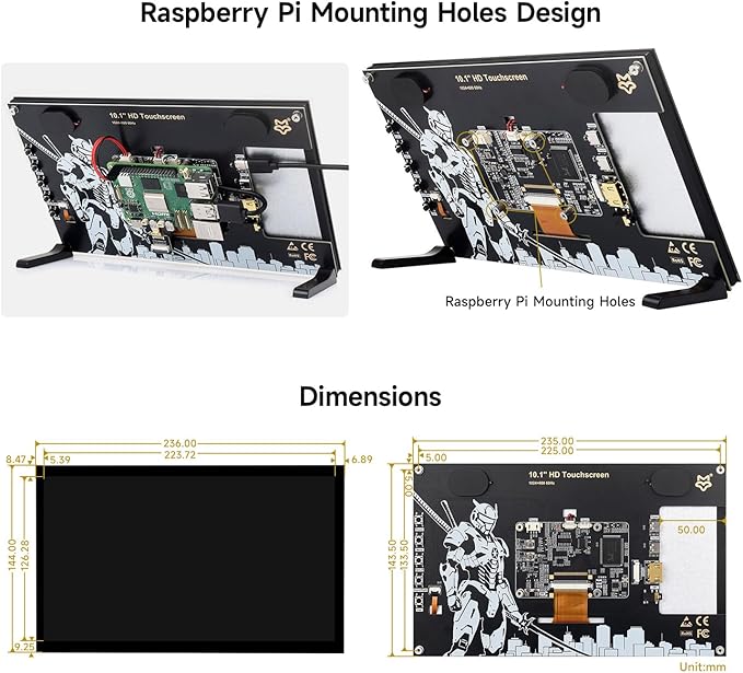 KLAYERS LUCKFOX Touchscreen for Raspberry Pi10.1inch HDMI 1024 x 600 Plug&ampPlay Portable Monitor with Stand10 Point Touch LCD Display with Dual-Track SpeakersSecond Screen for Laptop PC