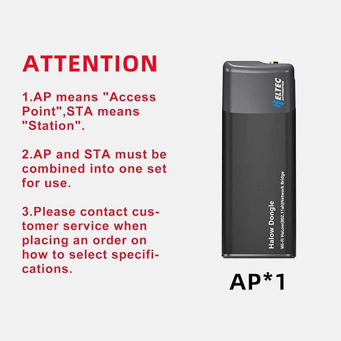 Heltec Wi-Fi HaLow Dongle 1KM Ultra-Long-Range USB Type-C Low Power Consumption Wireless Network Bridge IEEE 802.11ah 902-928MHz Supported Wi-Fi and Ethernet (AP Mode)