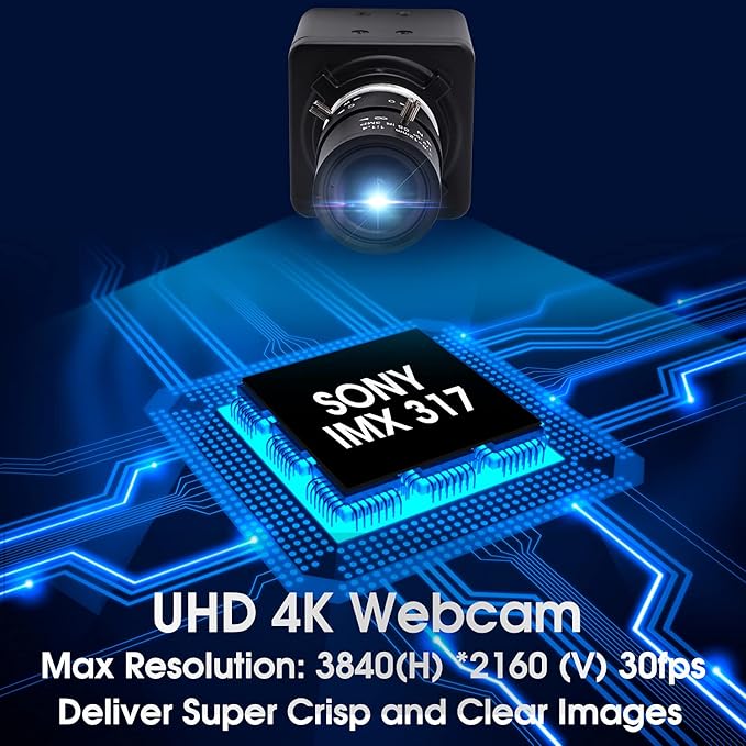 SVPRO 4K Ultra HD Webcam - 5X Optical Zoom 3840x2160@30fps UHD USB Camera with Sony IMX317 Sensor for Mac/Window/Linux