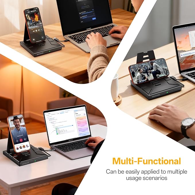 9-in-1 External CD/DVD Drive with Phone Holder USB 3.0 &amp Type-C Portable DVD±RW/CD Burner Plug and Play Optical Drive Compatible with Laptop PC Desktop Windows 11/10/8/7 Mac Linux
