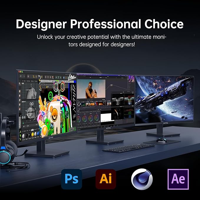 KTC 27 Inch 4K UHD(3840 * 2160) Computer Monitor - IPS Monitor 60hz HDR400 Anti-Blue Light Screen DCI-P3 95% 125% sRGB Support FreeSync and GSync PC Monitor for Design Work (Renewed)