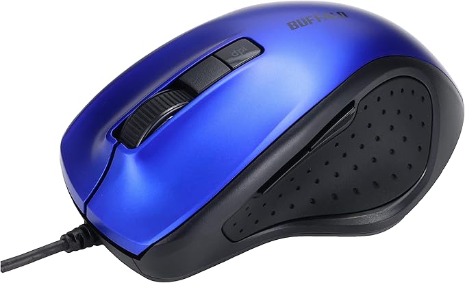 BUFFALO BSMBU308BL Wired BlueLED Silent 5-Button Mouse Blue
