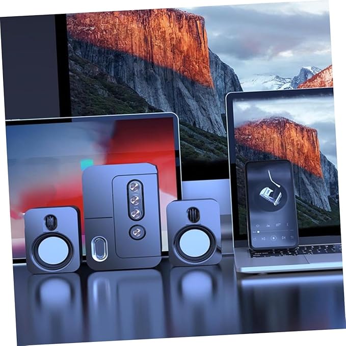 USB Computer Speaker Portable Desktop Loudspeaker Box with 3D Surround Sound and Deep Bass for Laptop Office Use Black