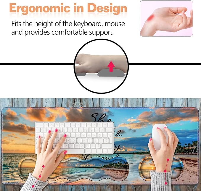 Ergonomic Keyboard Wrist Rest &amp Mouse Pad Wrist Rest Set Large XXL Gaming Desk Mat 31.5x 11.8 Non-Slip Base Memory Foam Easy Typing Pain Relief for Office &amp Home Bible Verses Proverbs 3