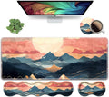 Ergonomic Keyboard Wrist Rest and Mouse Pad Wrist Rest Set Large XXL Gaming Mousepad 31.5x 11.8 Memory Foam Easy Typing Pain Relief Multifunctional Desk Mat for Office &amp Home Mountain Sunri