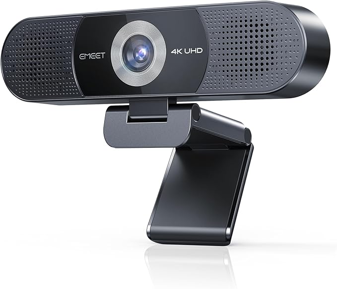 EMEET C980 PRO 3-in-1 4K Webcam with Microphone and Speaker 60°-98° Wide Angle Webcam w/ 4 Noise Cancel Mics 2 Speakers Fixed Focus Magnetic Privacy Cover Great for Group and Personal Video Calls