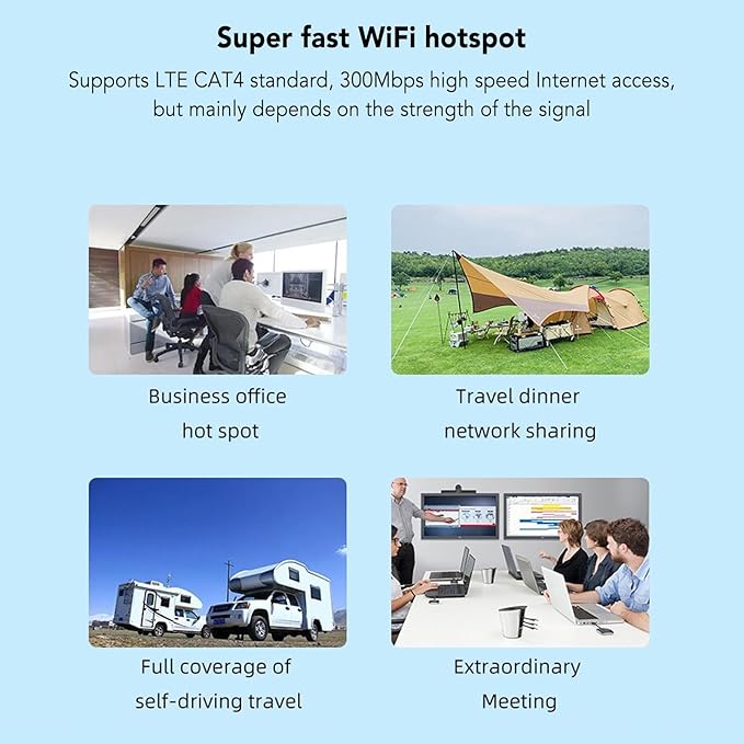 4G LTE Mobile Wi Fi Portable Router Mini Travel Endless Pocket VPN with Sim Card Slot Support B1 B3 B5 B7 B8 B40 for Unlocked Devices 300Mbps Download Speed Connect up to 10
