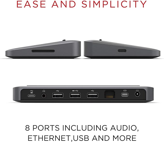 Henge Docks Stone - USB-C Multi-Port Desktop Hub for MacBook - Mini DisplayPort Ethernet Power Supply 3 USB SD Card Headphone/Speaker Connections