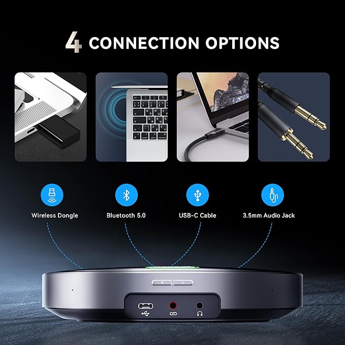 Tenveo Conference Room Video Camera System Bundle 11X Optical Zoom FHD 1080P 60FPS USB3.0/HDMI PTZ Camera and MagiCall-EX Daisy Chain Bluetooth Wireless Conference Speakerphone for Conference Church