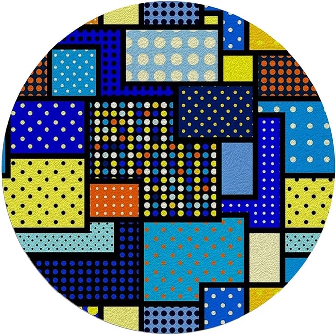Blue and Green PU Leather Office Gaming Rolling Floor Mat Oriental Moroccan Motifs Computer Gaming Rolling Chair Mat for Home Office Hardwood Floor Moroccan Diameter 59 in