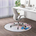 Blue Pastel Pink Gaming Chair Mat Round Floor Mats Blue Butterfly on Spring Cherry Blossoms Office Chair Computer Gaming Desk Mat for Rolling Chair Non-Slip Gaming Rug Modern Diameter 60 in