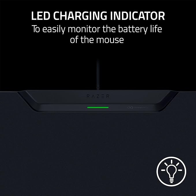 Razer HyperFlux V2 Wireless Charging System: Continuous Charging Gaming Mouse Mat &amp Puck - Seamless Auto-Pairing - HyperSpeed Multi-Device Connectivity - Anti-Slip Rubber Base - Hard Surface Editi