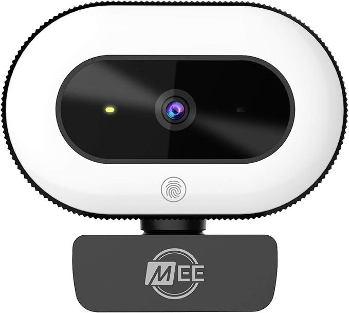 MEE audio CL8A 1080p HD Webcam with Ring Light Microphone Autofocus Low Light Correction 360° Rotation USB Streaming Web Camera for Video Calling via Zoom/Skype on Computer PC Mac Laptop Desktop