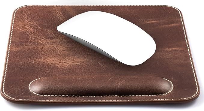 Londo Top Grain Leather Mouse Pad with Wrist Rest – Ergonomic Support Non-Slip Base Smooth Surface