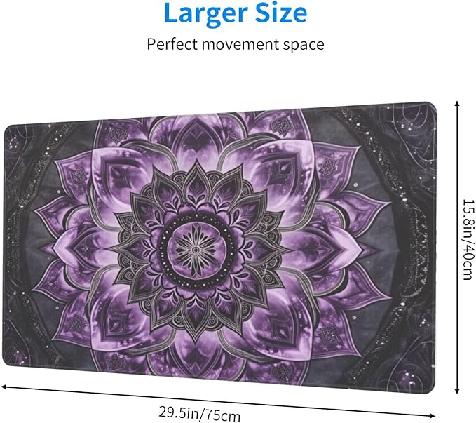 Purple Mandala Boho Floral Desk Cover MatExtended Large Mouse PadComputer Laptop Mat Desk Decor for Office Game Home 30x16 Inch