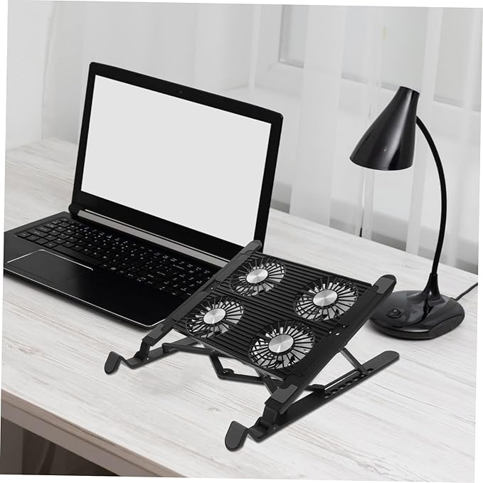 HOMSFOU 1Set Adjustable Laptop Cooling Pad with Fan Lightweight Notebook Stand for Efficient Heat Reduction and Comfortable Usage Skid Design for Stability and Portability