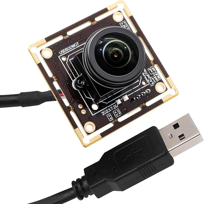 SVPRO 5MP 30FPS Fisheye USB Camera Module 200 Degree Ultra Wide Angle Webcam Board IMX335 Sensor Low Light Computer Vision Industrial Security Camera for PCRaspberry Pi Jeston Nano(M12 Lens)