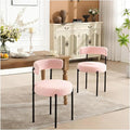 Adjustable Office Computer Chair with Armrest 2pcs Round Thicken Upholstered Kitchen Dining Chairs with Curved Backrest(Pink)